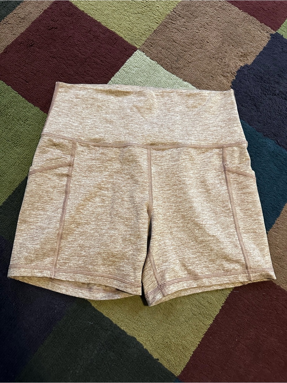 NWOT offline by aerie High-Rise Heathered Tan Bike Shorts with Wide Waistband